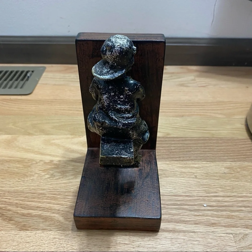 Cast Iron See-Saw Boy Book End Wood Home Decor Heavy